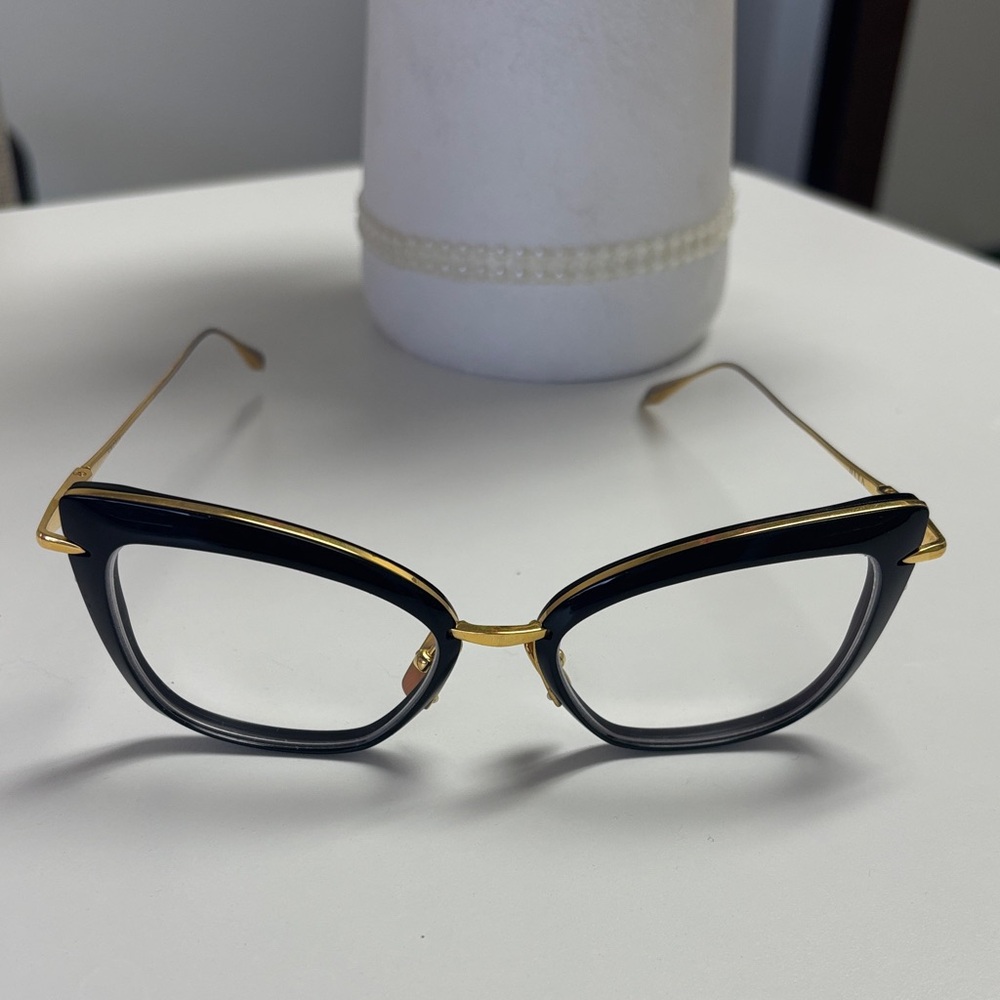 DITA , Amorly - Elegant Black and Gold Cat-Eye Glasses